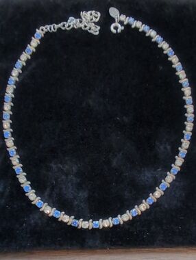 Sterling Silver Blue Stone Tennis Necklace - Women Jewelry